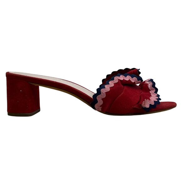 Loeffler Randall Women’s Red Ruffle Slide Sandals Size 6.5B - Picture 1 of 9
